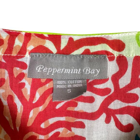 Peppermint Bay Colorful Orange Coral & Turtle Print Tunic Beach Swim Coverup - Picture 9 of 10